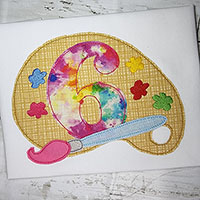 6th Birthday Paint Palette Machine Applique Design - Triple Stitch    